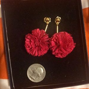 J. Crew Gathered Carnation Pom Pom Earrings